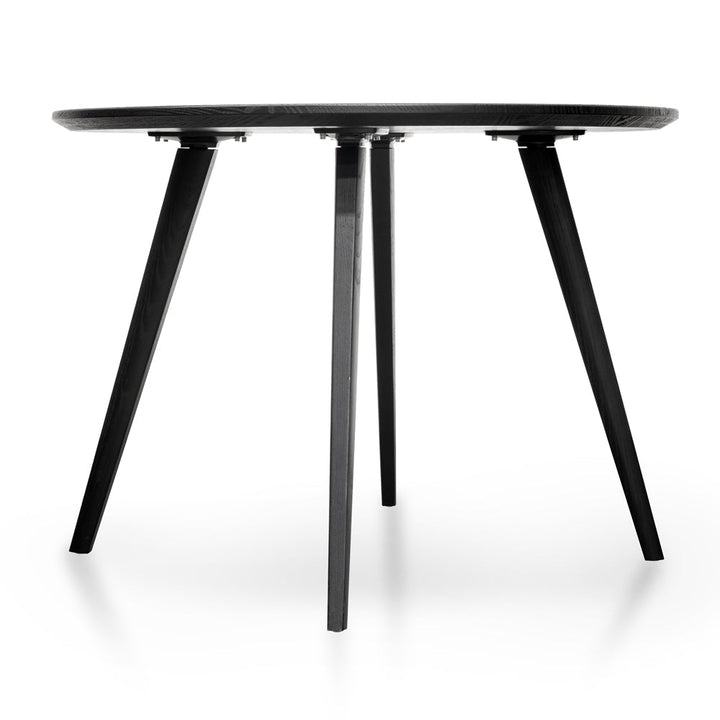 Folkestone 100cm Round Dining Table - Black Veneer Top - Black Legs