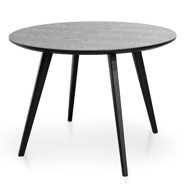 Folkestone 100cm Round Dining Table - Black Veneer Top - Black Legs