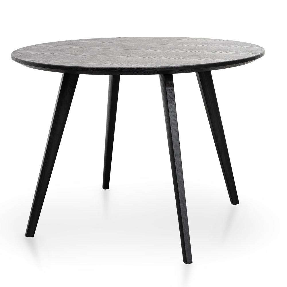 Folkestone 100cm Round Dining Table - Black Veneer Top - Black Legs