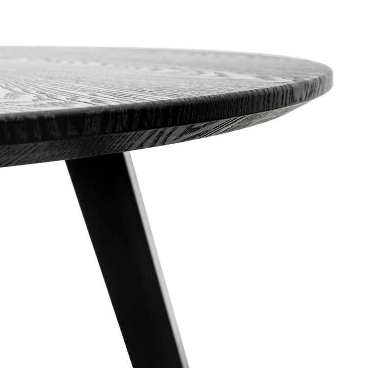 Folkestone 100cm Round Dining Table - Black Veneer Top - Black Legs