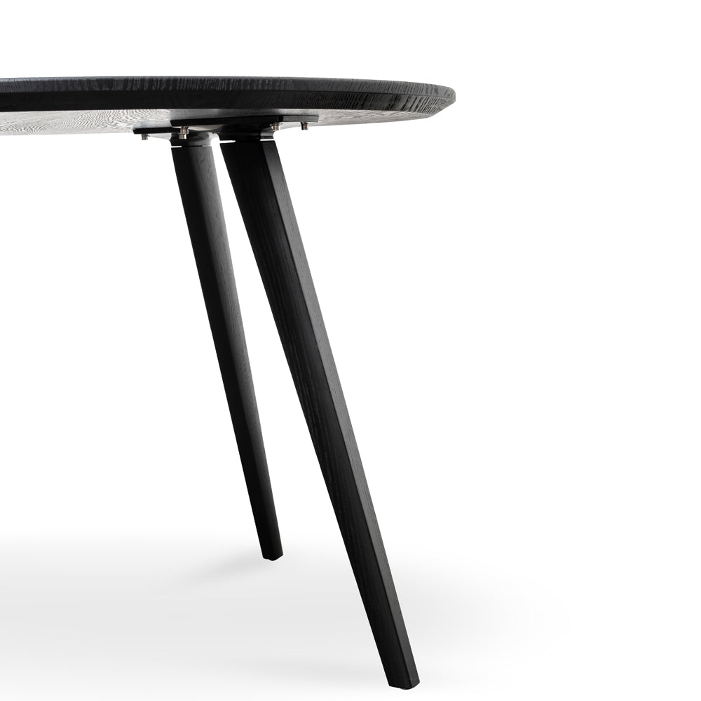 Folkestone 100cm Round Dining Table - Black Veneer Top - Black Legs