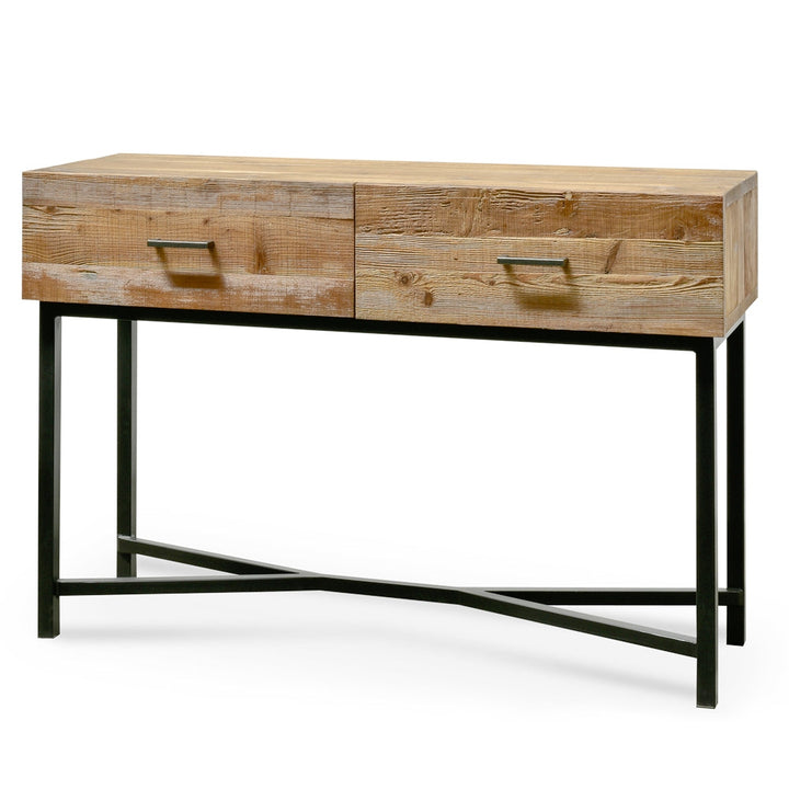 Abbotsford 1.2m Reclaimed Pinewood Console Table - Black Base