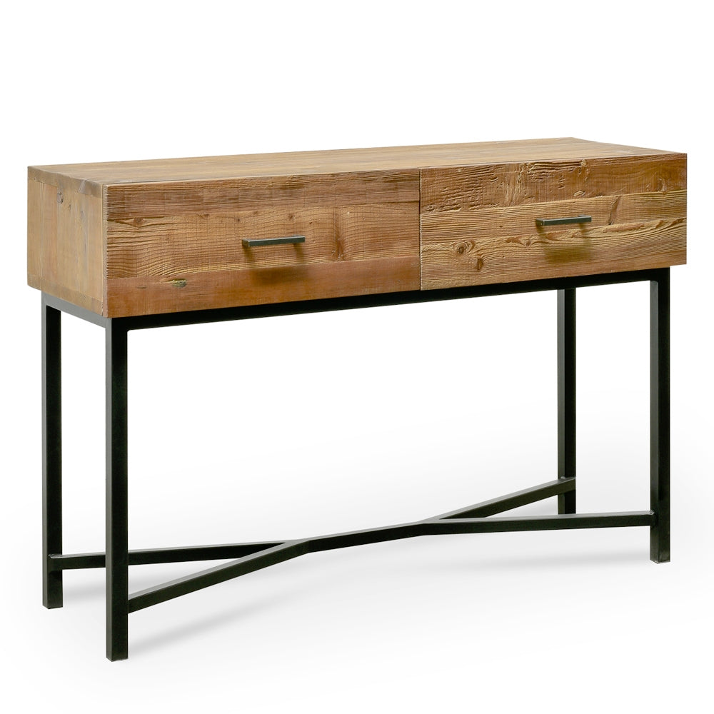 Abbotsford 1.2m Reclaimed Pinewood Console Table - Black Base