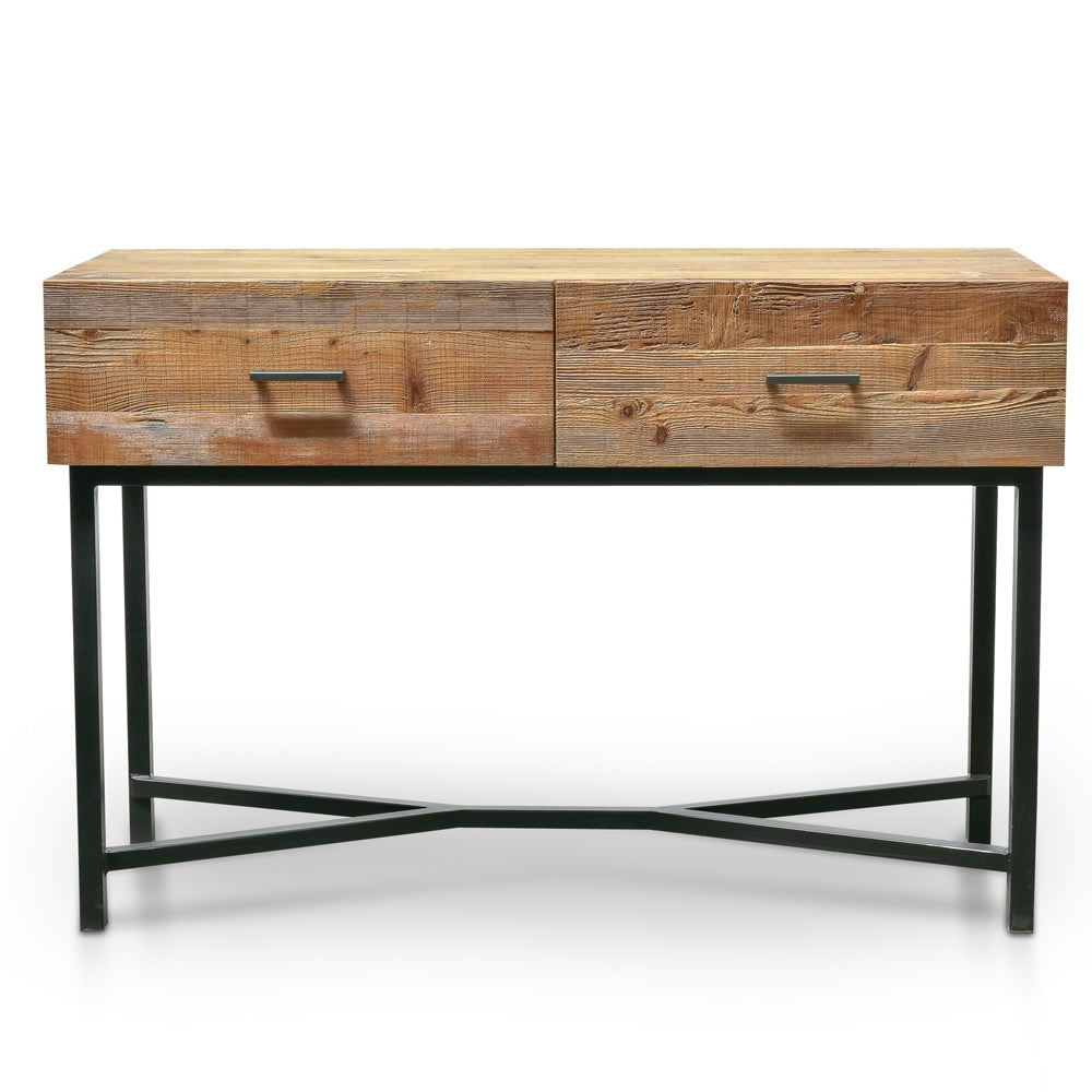 Abbotsford 1.2m Reclaimed Pinewood Console Table - Black Base