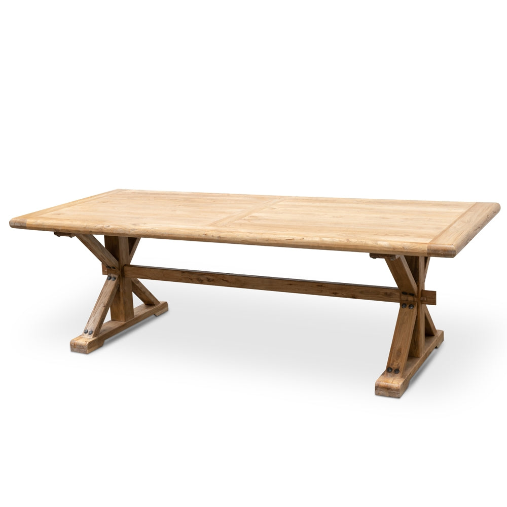 Richmond Elm Wood 2.4m Dining Table - Rustic Natural