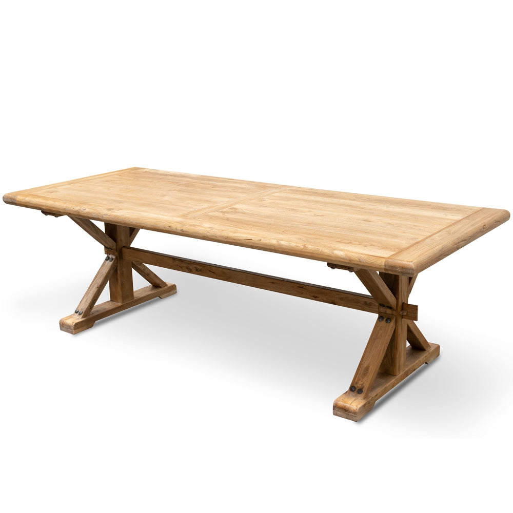 Richmond Elm Wood 2.4m Dining Table - Rustic Natural