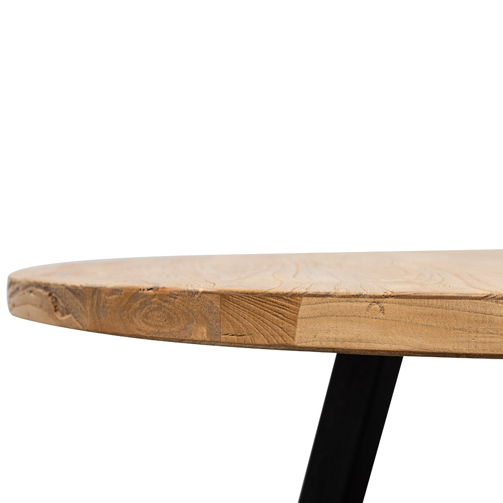 Richmond Reclaimed 1.25m Round Dining Table - Black Legs