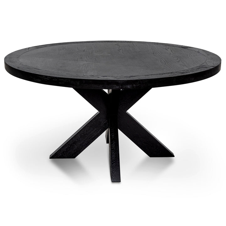 Warren 1.5m Round Wooden Dining Table - Full Black