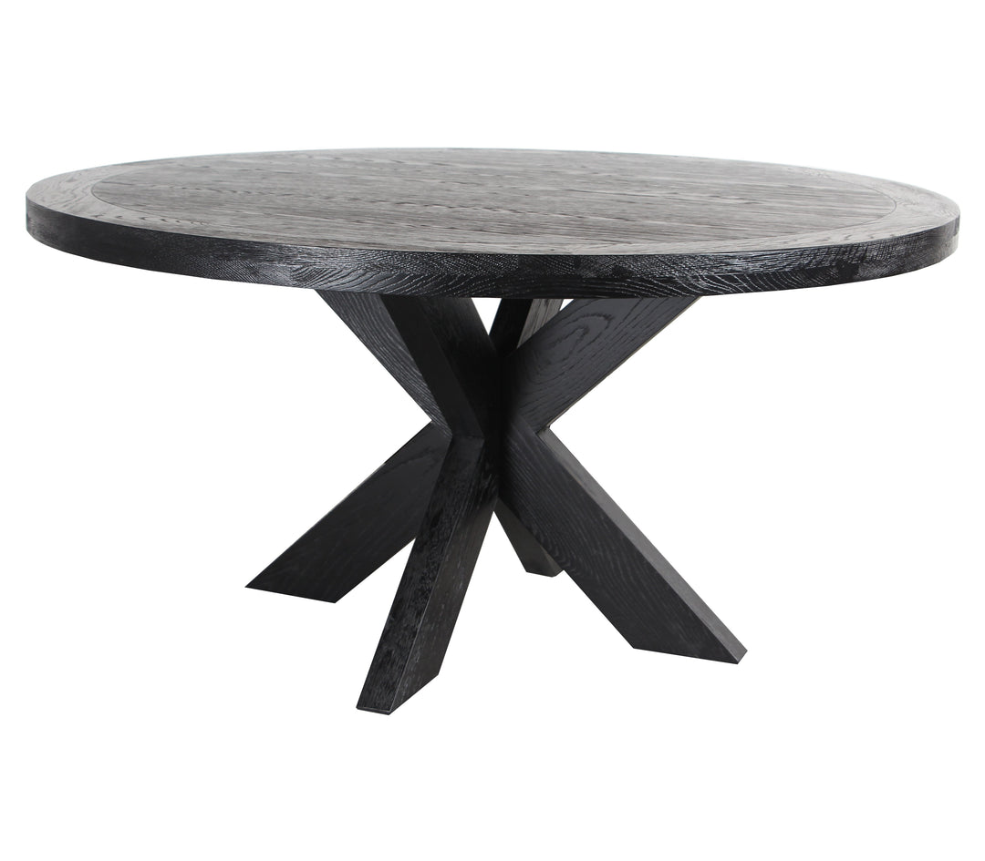 Warren 1.5m Round Wooden Dining Table - Full Black