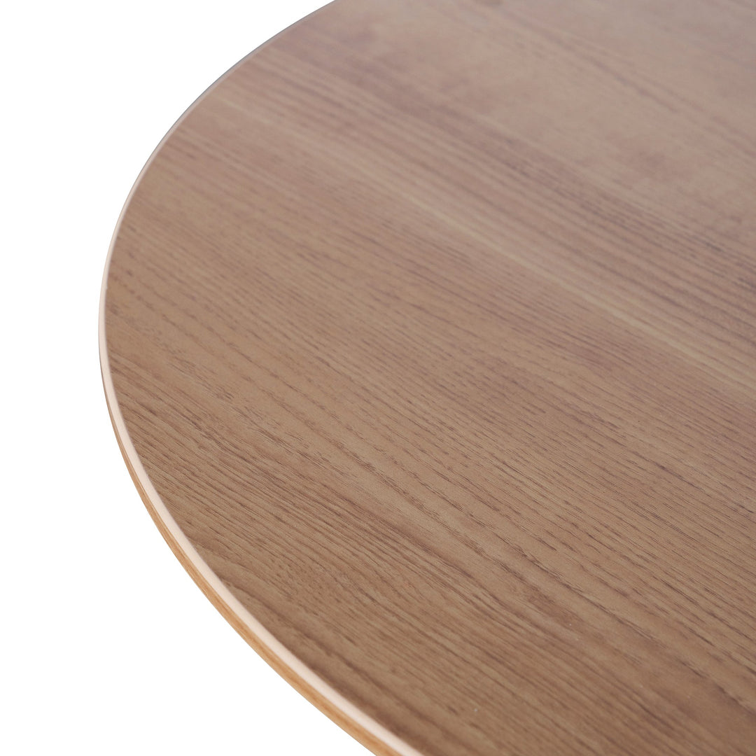 Margaret Round Office Meeting Table - Natural with Black Base