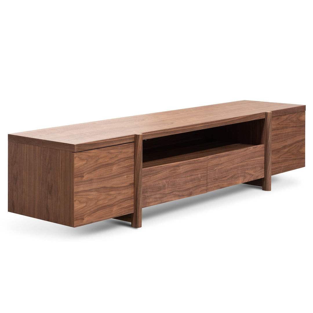 Hayden Lowline 2.1m Entertainment TV Unit In Walnut - Timber Legs