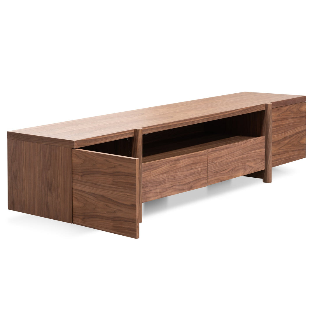 Hayden Lowline 2.1m Entertainment TV Unit In Walnut - Timber Legs