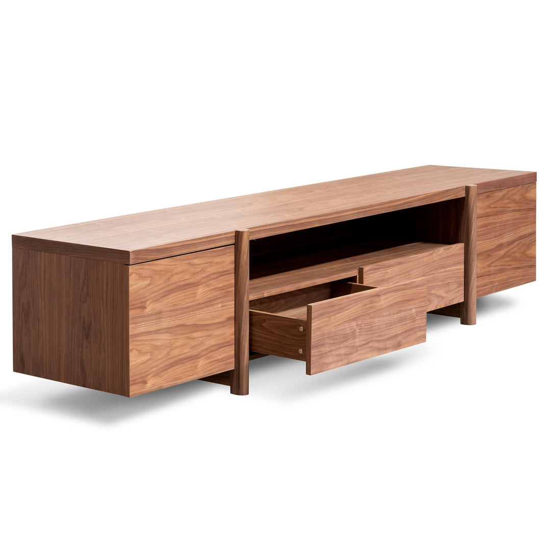 Hayden Lowline 2.1m Entertainment TV Unit In Walnut - Timber Legs