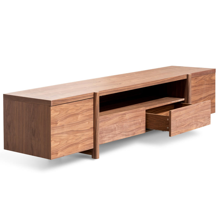 Hayden Lowline 2.1m Entertainment TV Unit In Walnut - Timber Legs