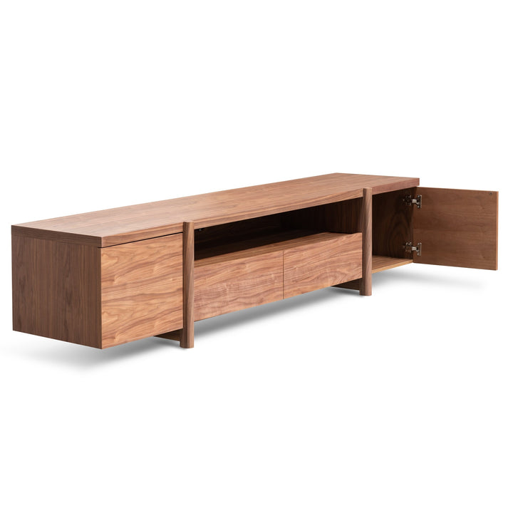 Hayden Lowline 2.1m Entertainment TV Unit In Walnut - Timber Legs