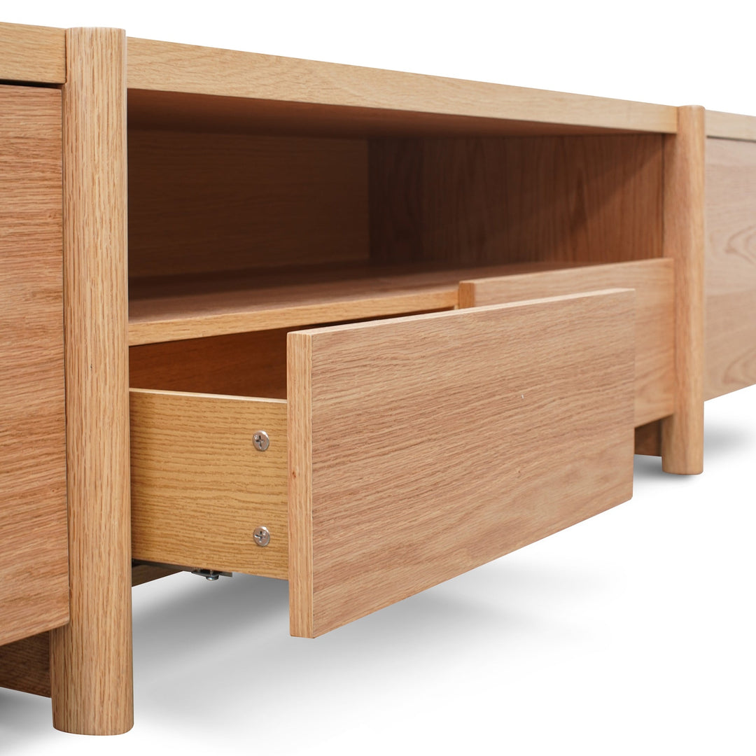 Hayden 2.1m Entertainment TV Unit - Lowline - Full Natural - Timber Legs