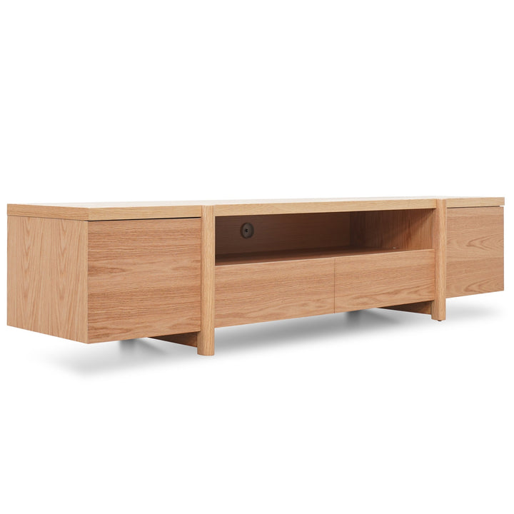 Hayden 2.1m Entertainment TV Unit - Lowline - Full Natural - Timber Legs