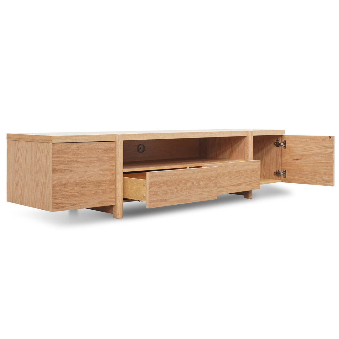 Hayden 2.1m Entertainment TV Unit - Lowline - Full Natural - Timber Legs