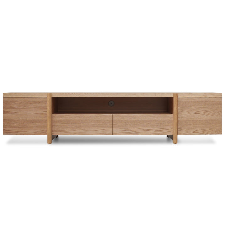 Hayden 2.1m Entertainment TV Unit - Lowline - Full Natural - Timber Legs