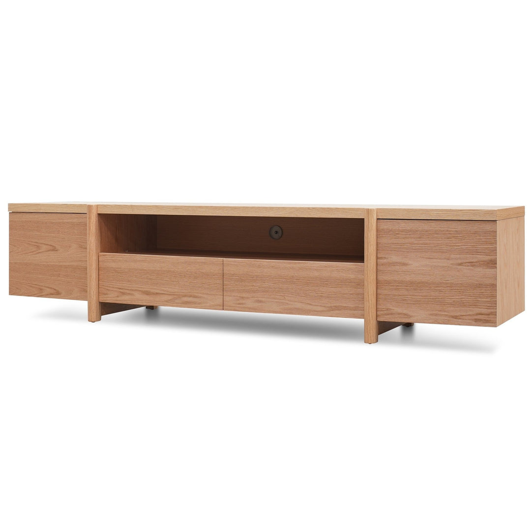 Hayden 2.1m Entertainment TV Unit - Lowline - Full Natural - Timber Legs