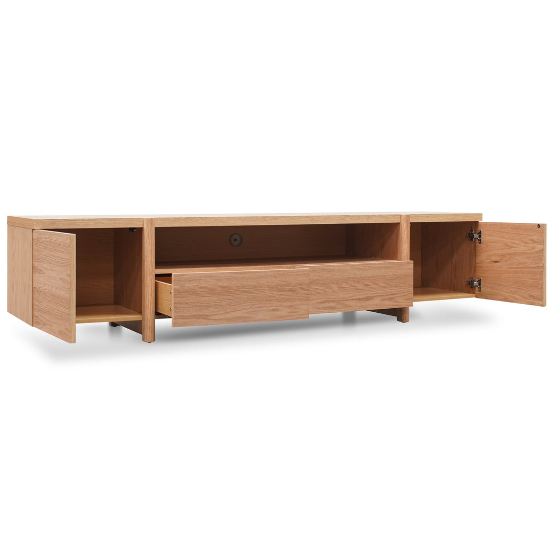 Hayden 2.1m Entertainment TV Unit - Lowline - Full Natural - Timber Legs