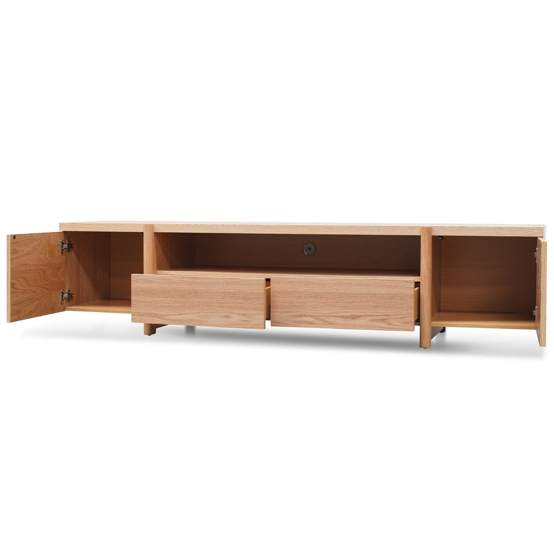 Hayden 2.1m Entertainment TV Unit - Lowline - Full Natural - Timber Legs