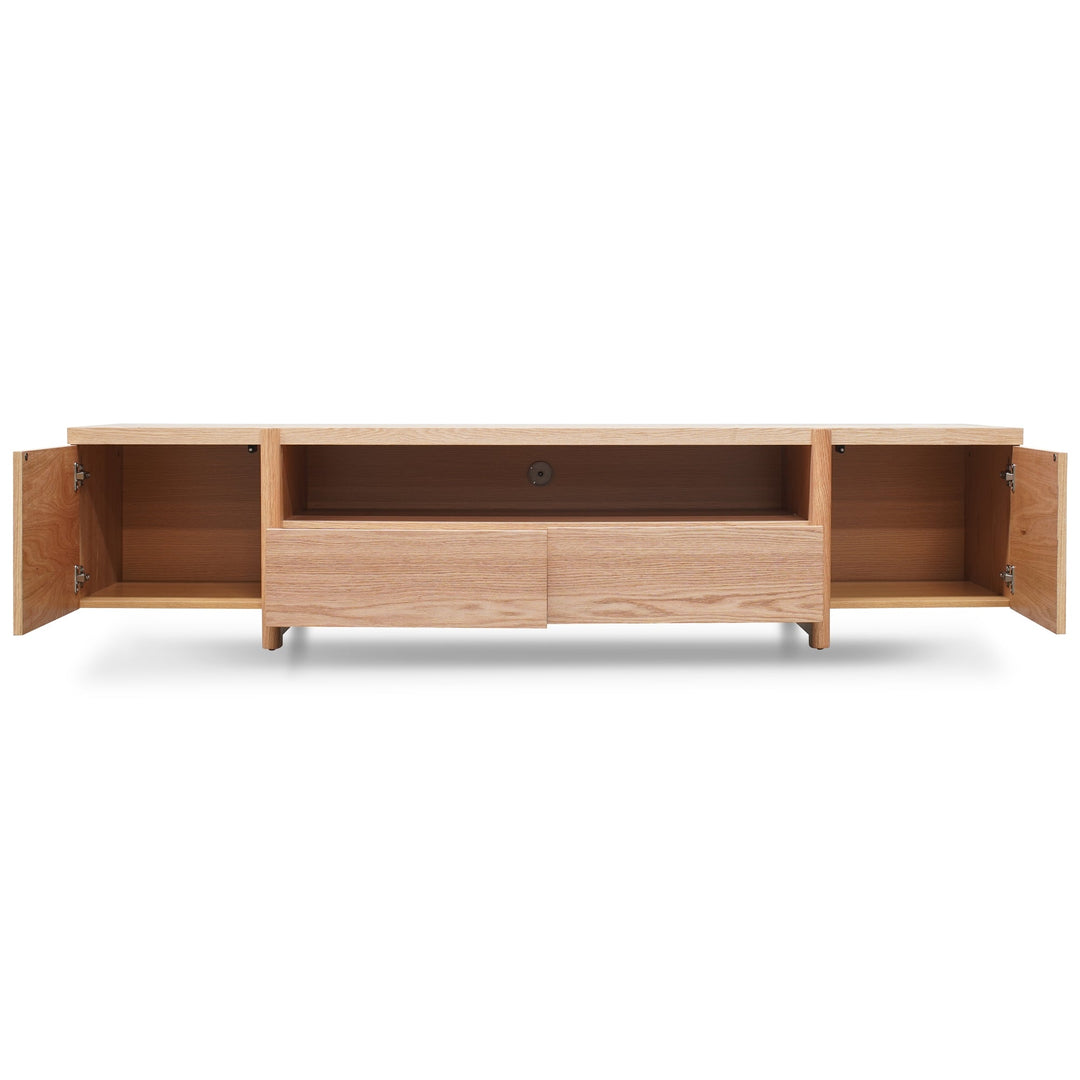 Hayden 2.1m Entertainment TV Unit - Lowline - Full Natural - Timber Legs