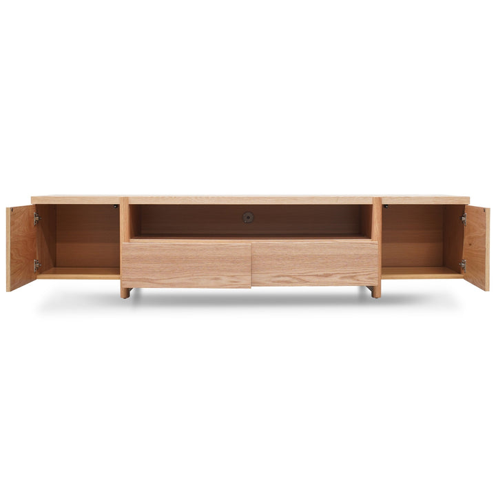 Hayden 2.1m Entertainment TV Unit - Lowline - Full Natural - Timber Legs