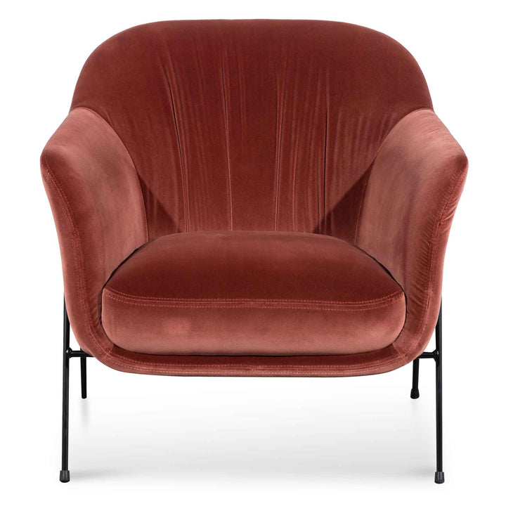 Broadway Blood Orange Velvet Armchair - Black Legs