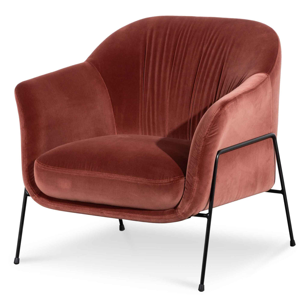 Broadway Blood Orange Velvet Armchair - Black Legs