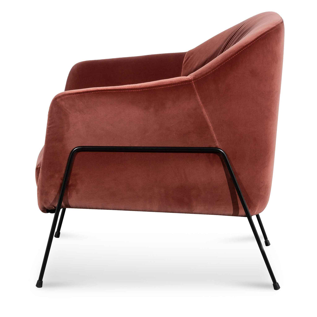 Broadway Blood Orange Velvet Armchair - Black Legs