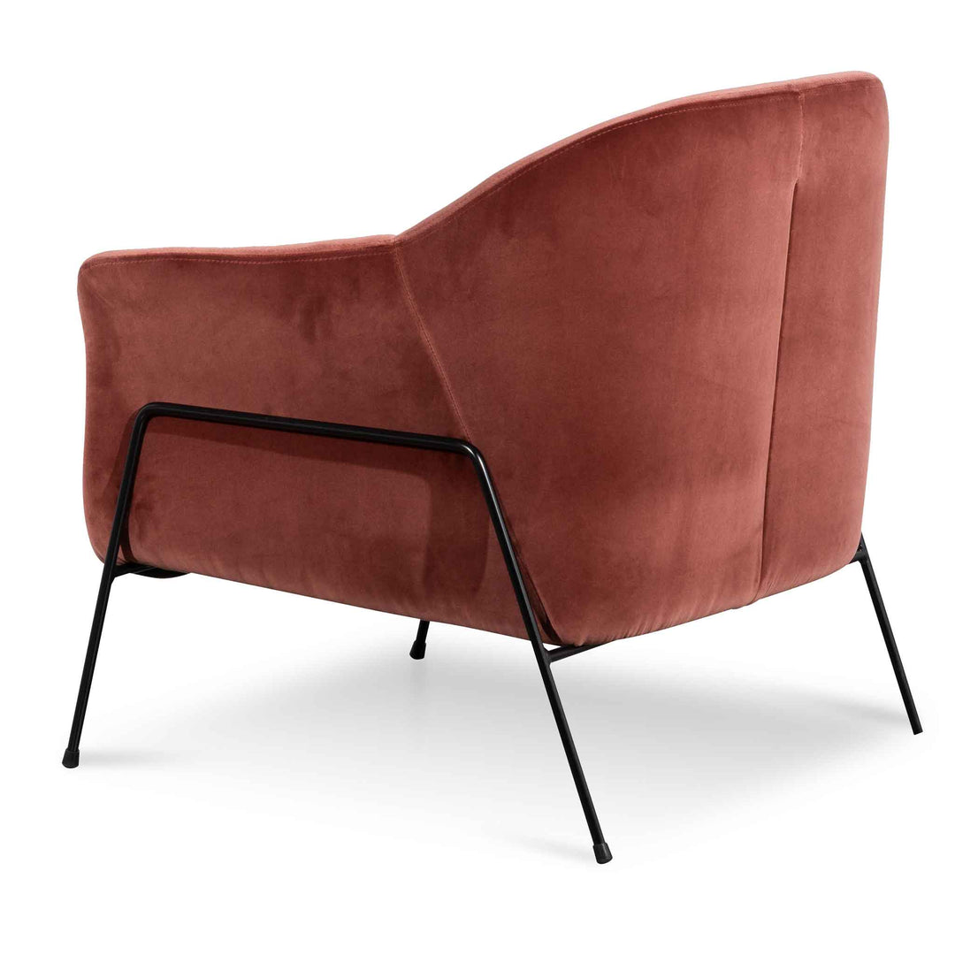 Broadway Blood Orange Velvet Armchair - Black Legs