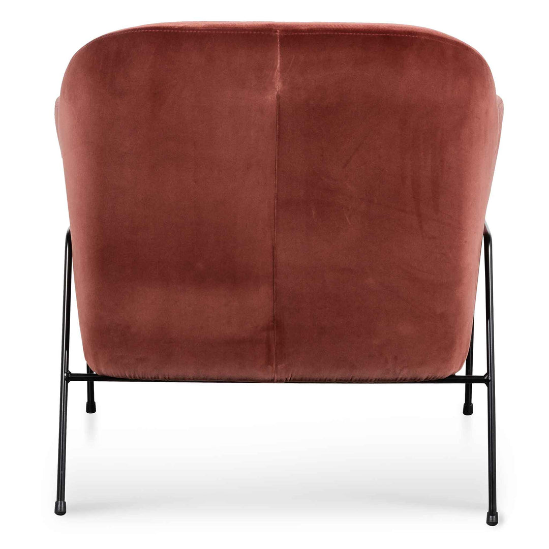 Broadway Blood Orange Velvet Armchair - Black Legs