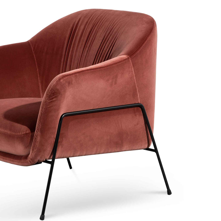 Broadway Blood Orange Velvet Armchair - Black Legs