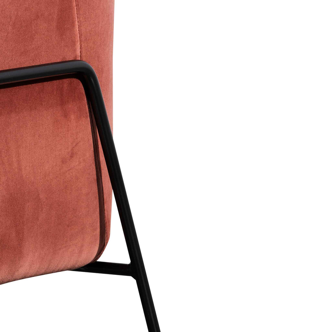 Broadway Blood Orange Velvet Armchair - Black Legs