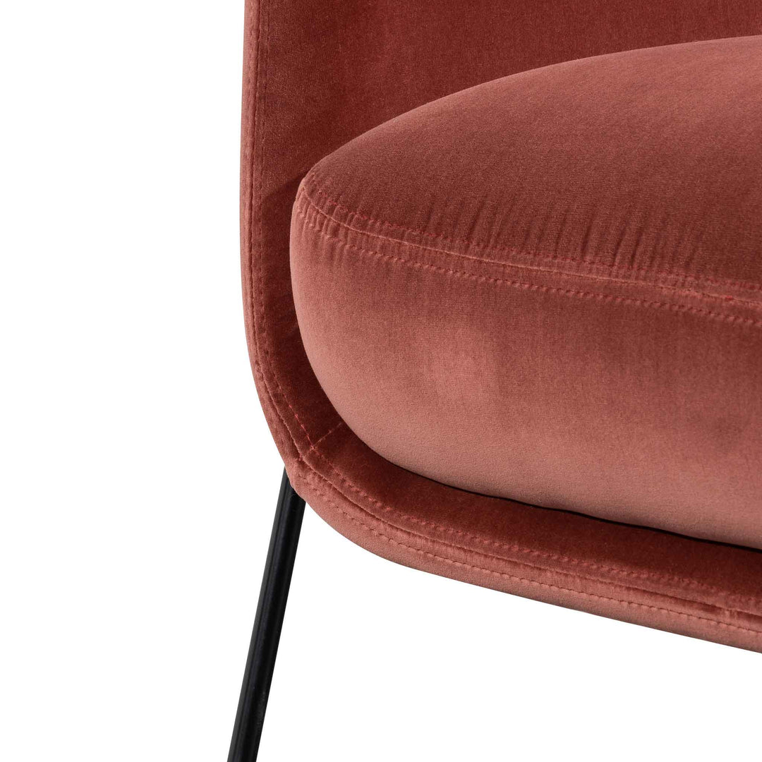 Broadway Blood Orange Velvet Armchair - Black Legs